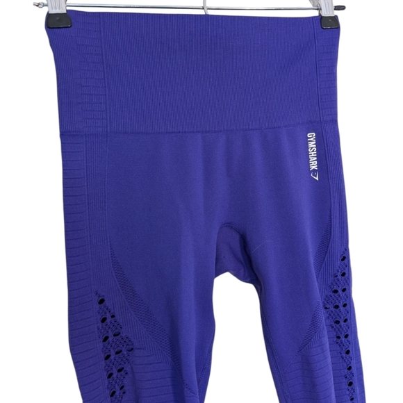 Gymshark Energy + Seamless Cropped Leggings Purple Laser Cut Outs Women's Small - Picture 6 of 13